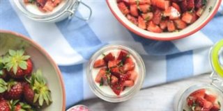 Greek yogurt panna cotta strawberry basil