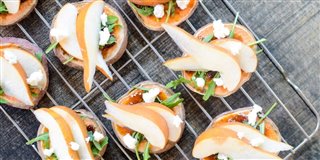 Sweet potato pear crostini